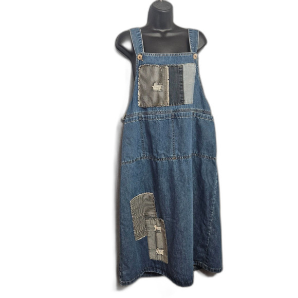 Feiligamu Overall Dress Lagenlook Patchwork Boho Shift Pockets Women's Medium - Picture 9 of 9